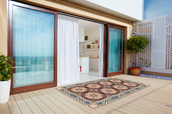 Tapis exterieur terrasse Tuiles géométriques