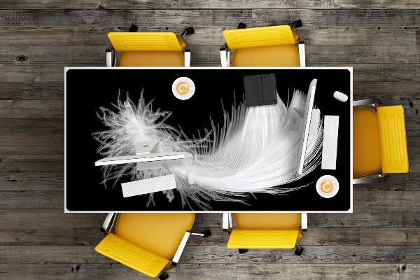 Sous main de bureau plume blanche