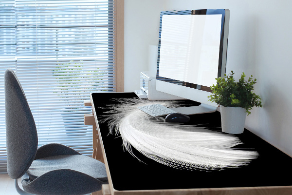 Sous main de bureau plume blanche