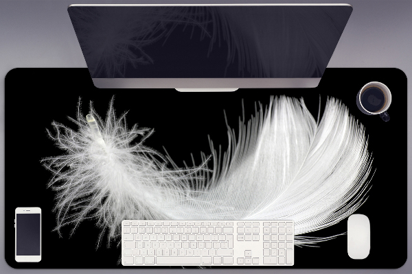 Sous main de bureau plume blanche