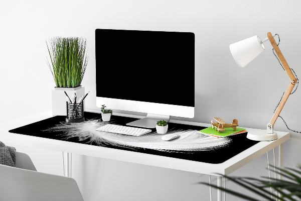Sous main de bureau plume blanche
