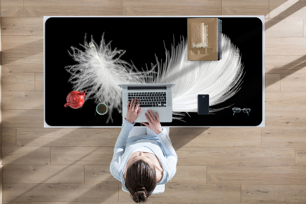 Sous main de bureau plume blanche