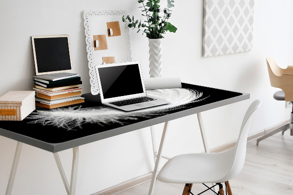 Sous main de bureau plume blanche