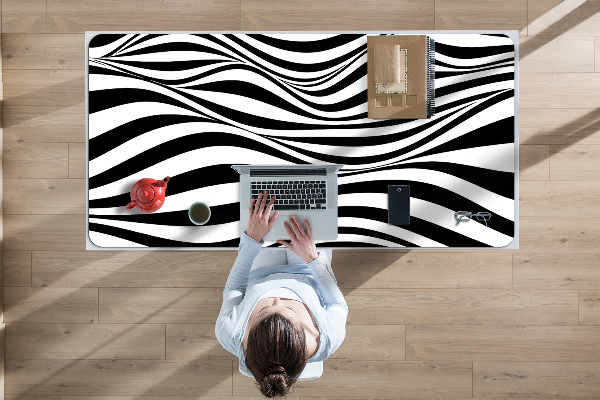 Protège bureau Vagues noires et blanches