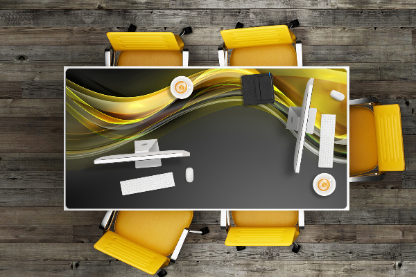 Sous-main bureau Abstraction jaune