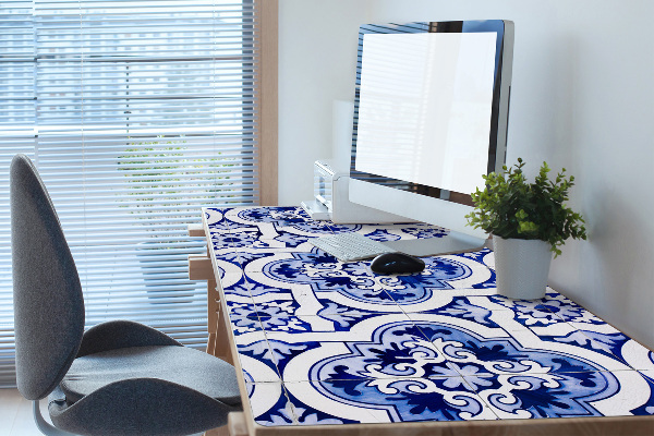 Sous-main bureau Tuiles bleues
