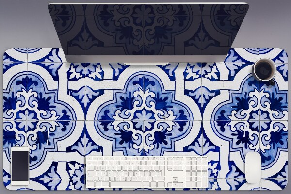Sous-main bureau Tuiles bleues