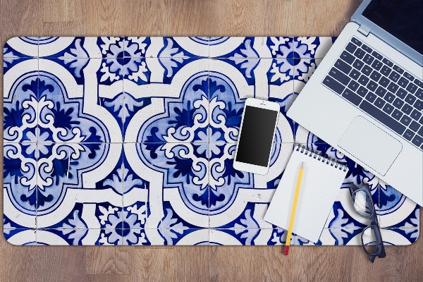 Sous-main bureau Tuiles bleues