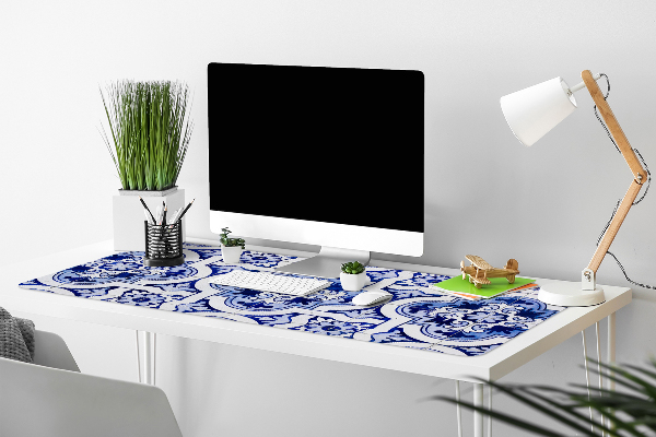 Sous-main bureau Tuiles bleues