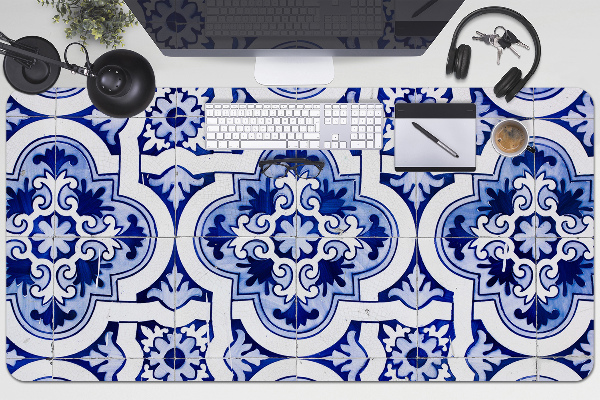 Sous-main bureau Tuiles bleues