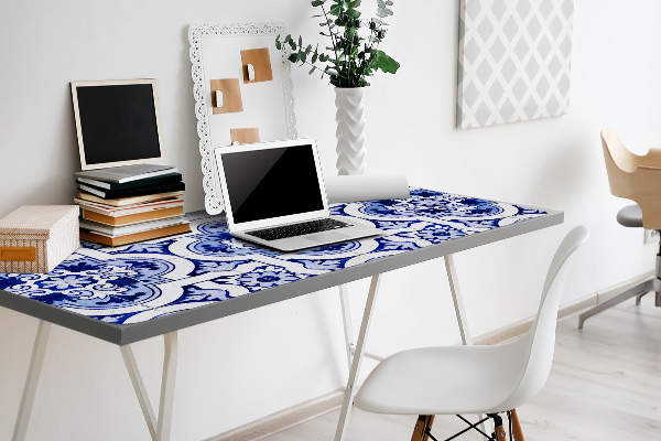 Sous-main bureau Tuiles bleues