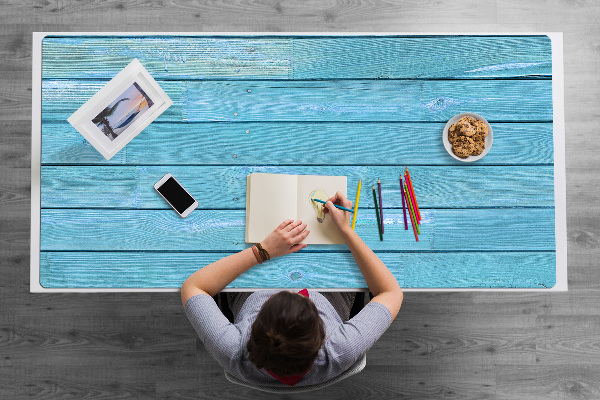 Sous-main bureau Planches bleues