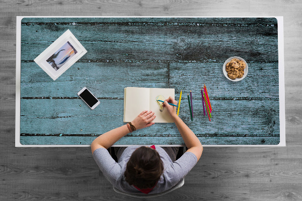 Sous-main bureau Planches bleues