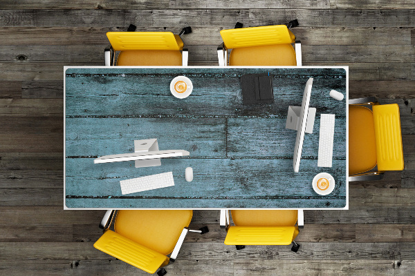 Sous-main bureau Planches bleues