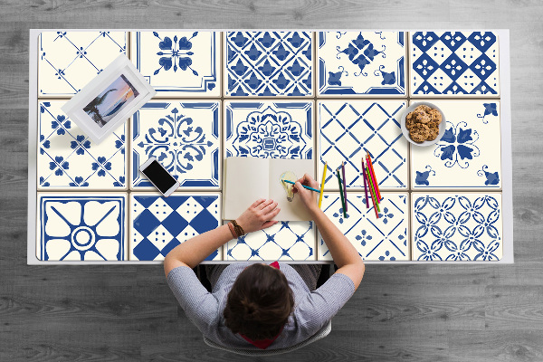 Sous-main bureau Tuiles bleues