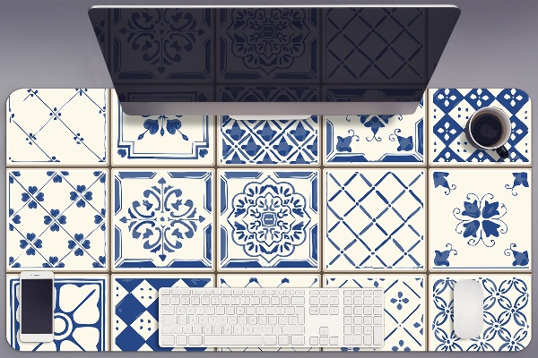 Sous-main bureau Tuiles bleues