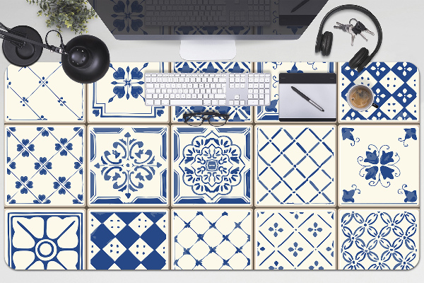 Sous-main bureau Tuiles bleues
