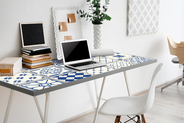 Sous-main bureau Tuiles bleues