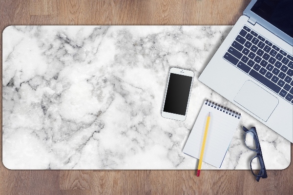 Tapis de bureau marbre blanc