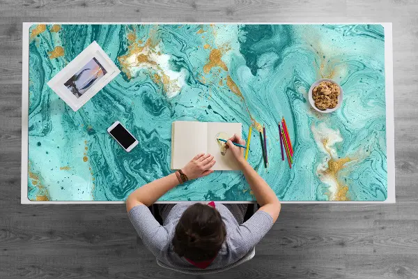 Sous-main bureau Marbre turquoise