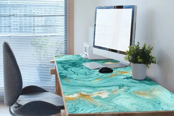 Sous-main bureau Marbre turquoise