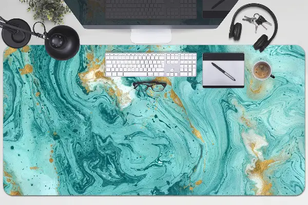 Sous-main bureau Marbre turquoise