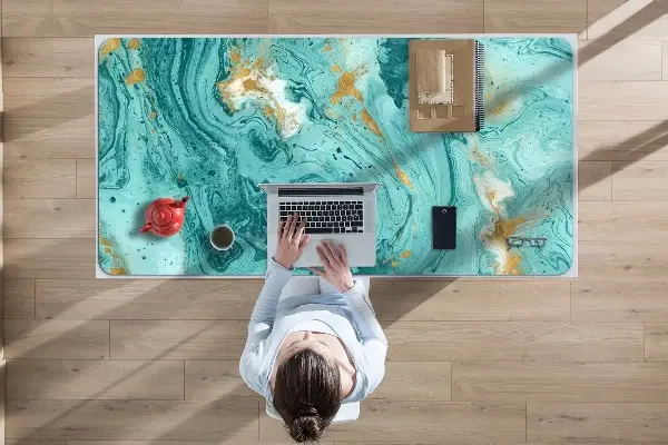 Sous-main bureau Marbre turquoise