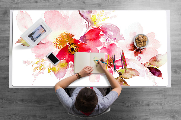 Sous-main bureau Fleurs pastel