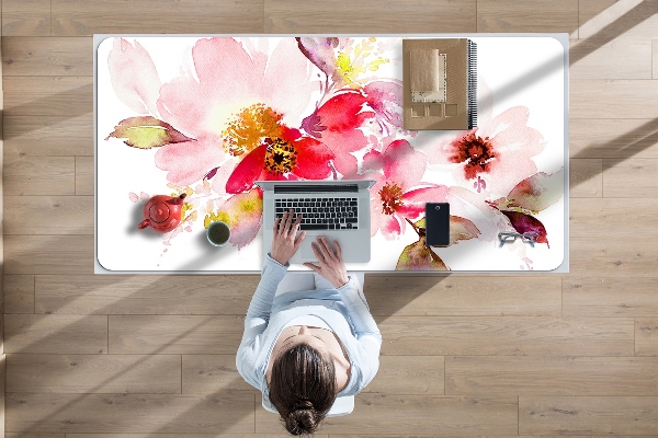 Sous-main bureau Fleurs pastel