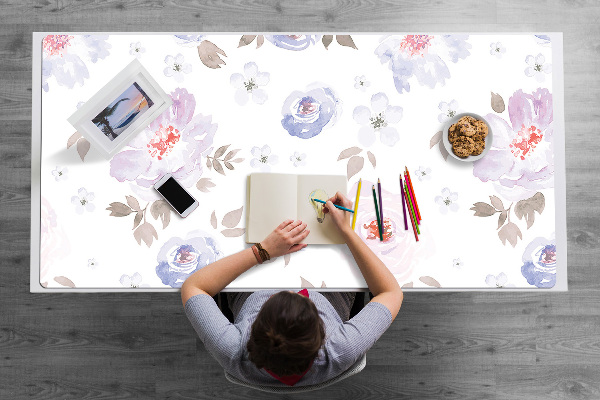 Sous-main bureau Fleurs pastel