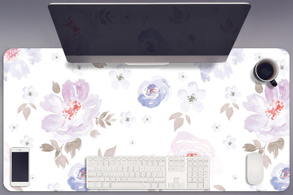 Sous-main bureau Fleurs pastel