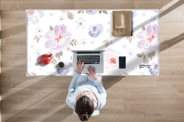 Sous-main bureau Fleurs pastel