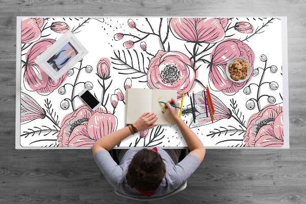 Sous-main bureau Pastel roses art
