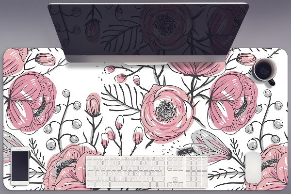 Sous-main bureau Pastel roses art
