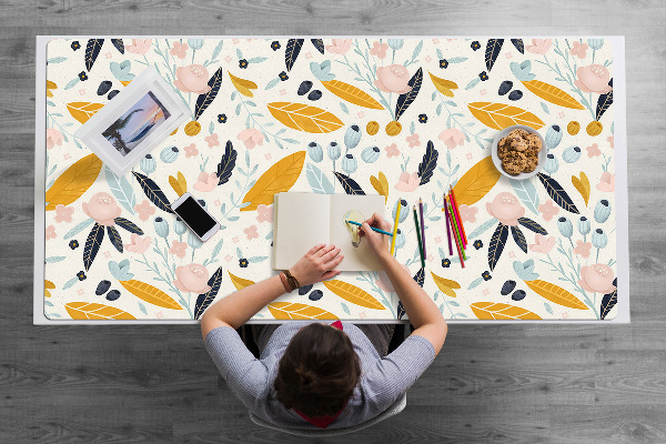 Sous-main bureau Feuilles pastel