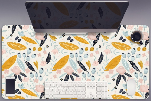 Sous-main bureau Feuilles pastel