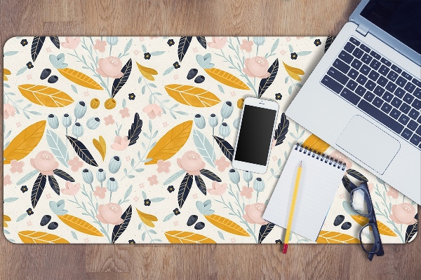 Sous-main bureau Feuilles pastel