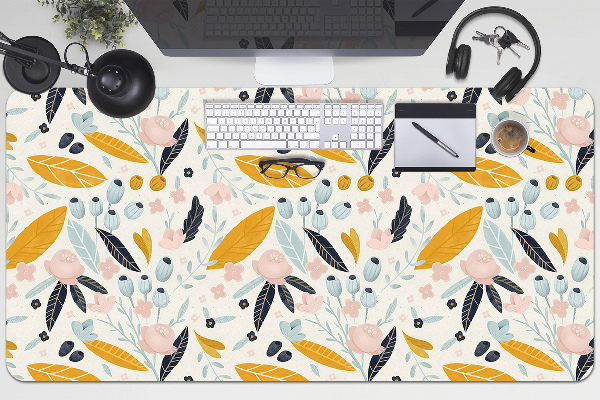 Sous-main bureau Feuilles pastel