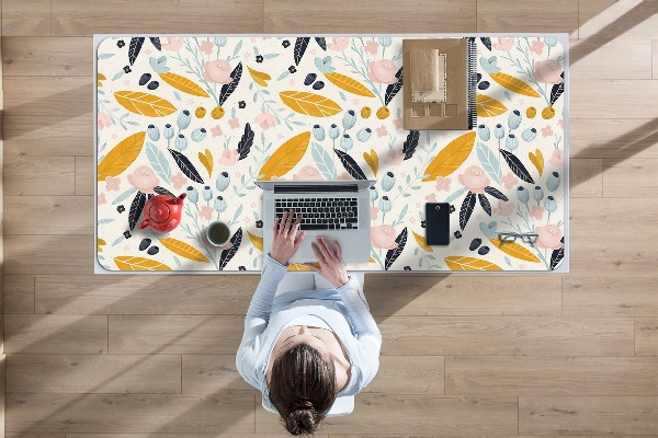 Sous-main bureau Feuilles pastel
