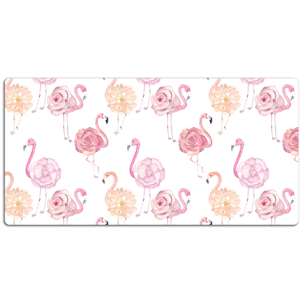 Protège bureau Flamants et fleurs