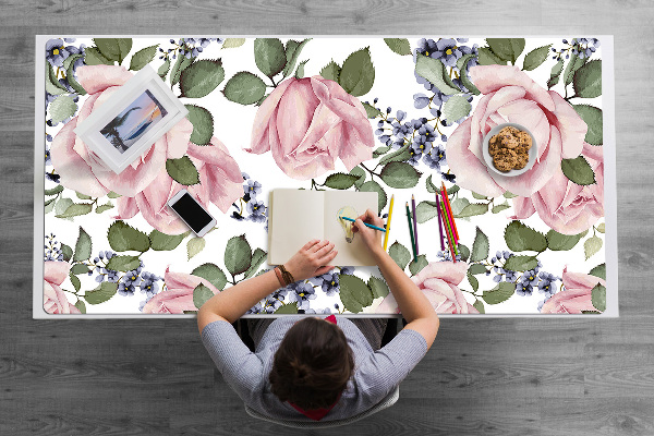 Sous main de bureau Roses aquarelles