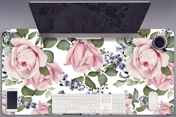 Sous main de bureau Roses aquarelles