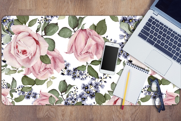 Sous main de bureau Roses aquarelles