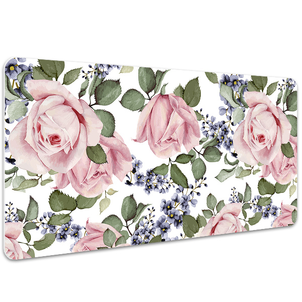 Sous main de bureau Roses aquarelles