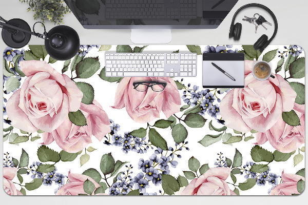 Sous main de bureau Roses aquarelles