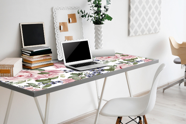 Sous main de bureau Roses aquarelles