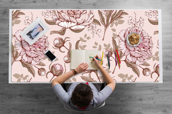 Sous-main bureau Pivoines roses