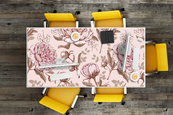 Sous-main bureau Pivoines roses