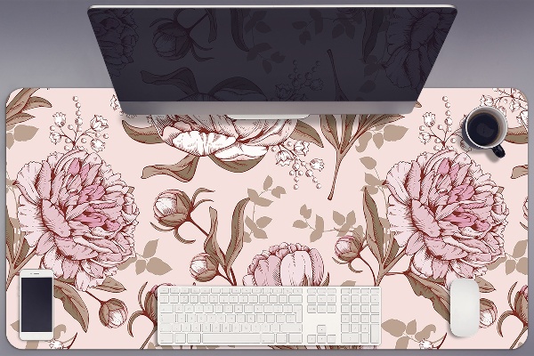 Sous-main bureau Pivoines roses