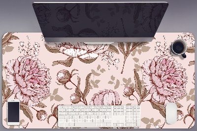 Sous-main bureau Pivoines roses